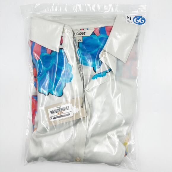 Tucker Sarah Shirt Dress Grecian Garden Cream Floral Belted Lined XS XSmall NEW - Picture 3 of 3